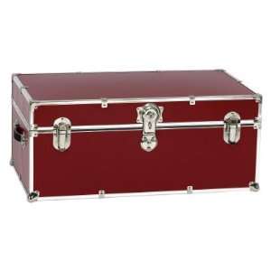 Red Steel Trunk with Optional Cedar Lining and Wheels, Large 32L x 18W 