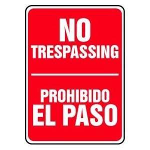  No Trespassing (Bilingual) 14 x 10 Aluminum Sign: Home 