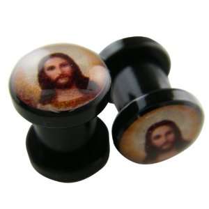   Ear Plugs   Jesus Design Acrylic Ear Gauges (00 Gauge): Toys & Games