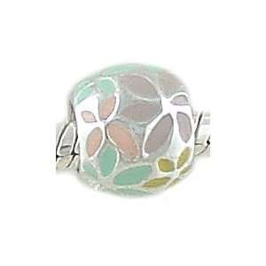 Sterling Silver and Pastel Enamel FLOWER POWER Bead Charm for Pandora 