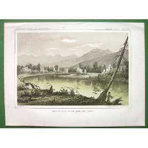 MONTANA Bitter Root River View near Fort Owen   1855 Antique Print 