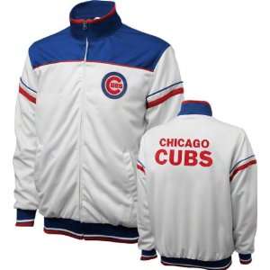  Chicago Cubs White Full Zip Track Jacket: Sports 