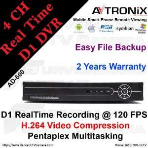  AD 600 4 Channels H.264 D1 Real Time Recording @ 30 FPS / Channel 