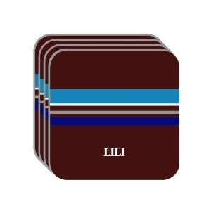 Personal Name Gift   LILI Set of 4 Mini Mousepad Coasters (blue 