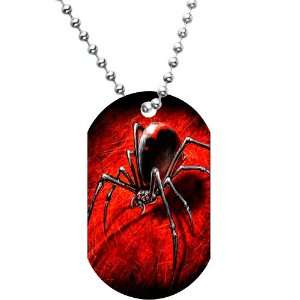  Black Widow Spider Dog Tag Necklace: Jewelry