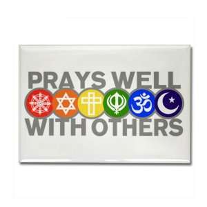 Rectangle Magnet Prays Well With Others Hindu Jewish Christian Peace 