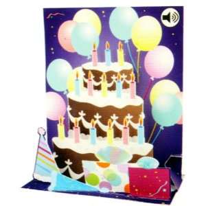  Balloons and Cake Pop Up with Sound Birthday Greeting Card 