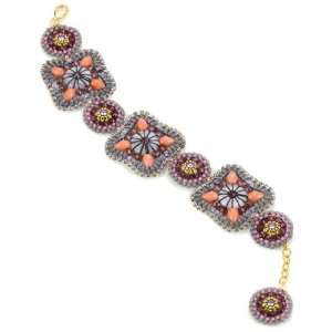  Miguel Ases Pink Coral and Blue Lace Agate 14k Gold Filled 