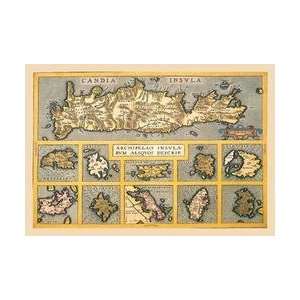  Maps of Mediterranean Islands 12x18 Giclee on canvas: Home 