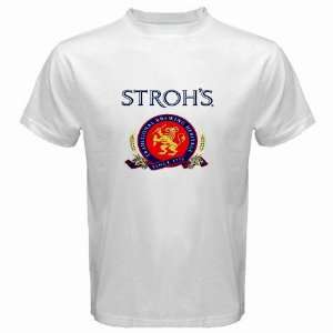  Strohs Classic Beer Logo New White T Shirt Size  L 