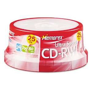    Memorex   CD RW Discs, 700 MB/80min, 16x 24x, Spindle, Silver, 25 
