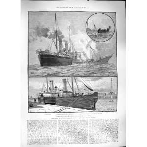  1889 MAIL SHIP COLLISION PRINCESSE HENRIETTE BOWSPRIT 