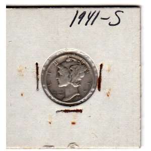  1941 Mercury Silver Dime F Condition 