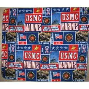  US Marines Allover Printed Fleece Throw Blanket: Home 
