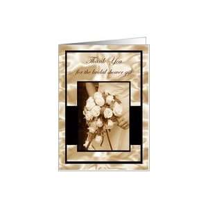  Bridal Shower Thank You Cards Sepia Elegant Satin & Roses 