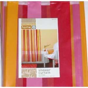  Hot Pink & Orange Stripe Vinyl Shower Curtain Cut Stripes 