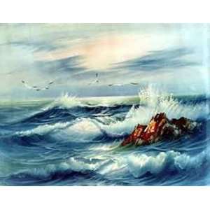  Fine Oil Painting, Ocean SO14 8x10 Home & Kitchen