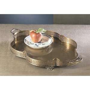  Dessau Antique Brass Scalloped Oval Footed Tray Patio 