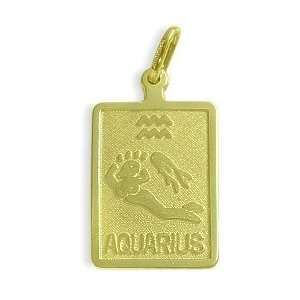  10 Karat Yellow Gold Aquarius Zodiac Pendant: Jewelry