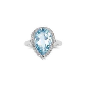  0.19 Cts Diamond & 3.46 Cts Aquamarine Ring in Silver 6.0 