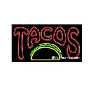  Neon Sign, Tacos Sign, Green, Red and Yellow Office 