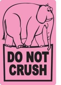 300 3x2 Do Not Crush Pink w/ Elephant Labels / Stickers  