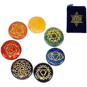  REIKI CHAKRA STONES w/ Heart Chakra Pouch ~ Set of 7 