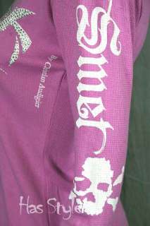 SMET Audigier Womens Pink Rhinestone Thermal shirt NWT  