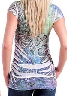 New Paisley SUBLIMATION Burnout RHINESTONE Top CHOOSE Small Medium 