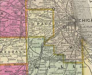 1899 Walkers Railroad Map of Illinois. All R.R.s listed. Handcolored 