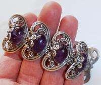 Vintage Margot de Taxco Mexico Sterling Silver and Amethyst Bracelet 