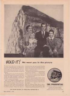 1950 Prudential Insurance The Rock & Family print ad  
