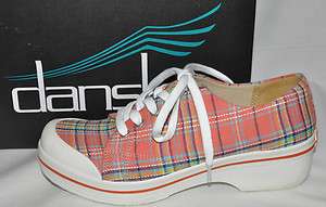 DANSKO Veda Plaid Melon VEGAN Sneaker Clogs Size 38 or 39  