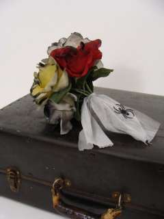 OOAK DIY Zombie Corpse Bride Wedding DEAD ROSE FLOWER BOUQUET Red 
