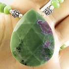 FACETED NATURAL RUBY ZOISITE TEARDROP PENDANT CHRYSOPRASE BEADS 