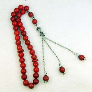 Gorgeous 33 Red turquoise Prayer beads Islamic Muslim Tasbih Free 