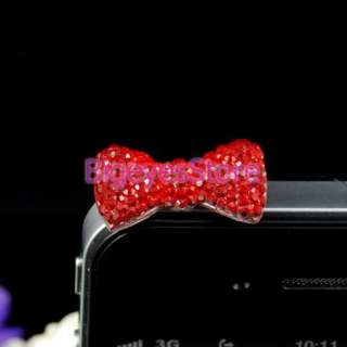 5mm Red Bowknot Anti Dust Plug Stopper Cap Dock Cover for iPhone 3G 