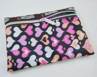 Brand New Pink Hearts cosmetic makeup pouch cellphone coin bag 