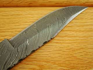 Custom Damascus Knife Blank Knifemaking Finger Groove Tactial Combat 