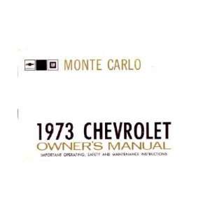  1973 CHEVROLET MONTE CARLO Owners Manual User Guide 