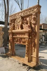 MONUMENTAL HAND CARVED MARBLE FIREPLACE MANTEL ZH1  