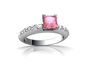    Pink Sapphire Engagement Ring 14K White Gold Lab Created 