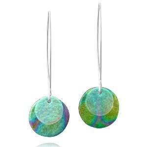  Sterling Silver Dichroic Glass Yellow Over Blue and Green 