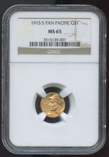1915 S PAN PACIFIC GOLD DOLLAR NGC MS65 PAN PAC  