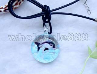Wholesale 30mm dolphin inside lampwork glass pendant necklaces Free 
