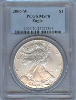 2006 W MS70 BURNISHED AMERICAN SILVER EAGLE PCGS MS 70  