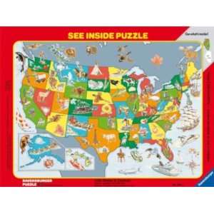  USA States & Capitals See Inside Frame Puzzle Toys 