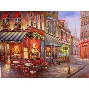  Fine Oil Painting, Cafe Scene BAR063 36x48 Home 
