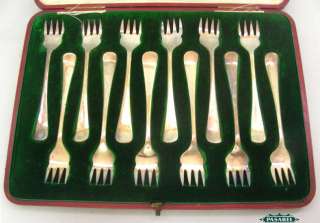 12 Silver Dessert Forks Set Mappin & Webb England 1902  