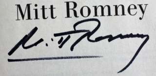 PRESIDENTIAL NOMINEE MITT ROMNEY AUTHENTIC SIGNED NO APOLOGY BOOK JSA 